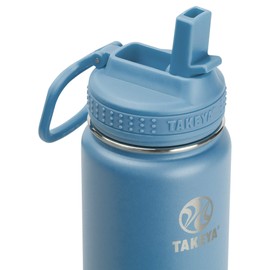 Takeya Actives Insulated Water Bottle w/Straw Lid, 18 Ounces, Bluestone