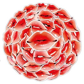 Lip Stickers 50 Pack Vinyl Laptop Waterproof Decals for Water Bottles Skateboard Computer Cars Luggage Phone Graffiti Stickers Pack for Teens Girls Kids Adults(Lip Decals)