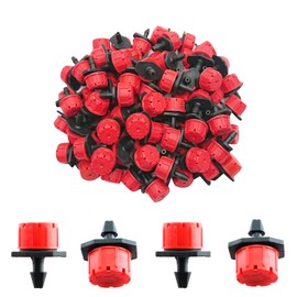 BEADNOVA Drip Irrigation Emitters 50 Pcs Irrigation Drippers 360 Degree System Emitters Sprinklers Drippers for Drip 1/4 Inch Tube Gardening (Red)
