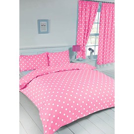Single Bed Polka Dot Pink/White, Duvet/Quilt Cover Bedding Set, by MY HOME, Modern Spot Dot Design