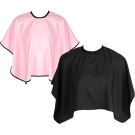 2 capas de maquillaje impermeables con cierre de velcro para peluquería (negro, rosa), negro, rosa, talla única