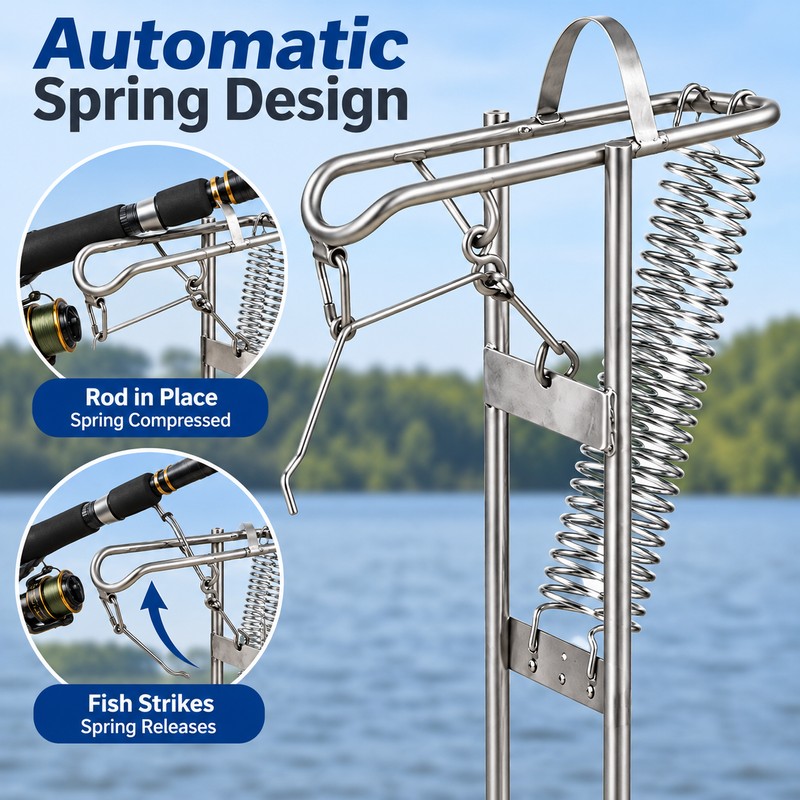Automatic Spring Fishing Rod Holder – Adjustable Rod Stand Support