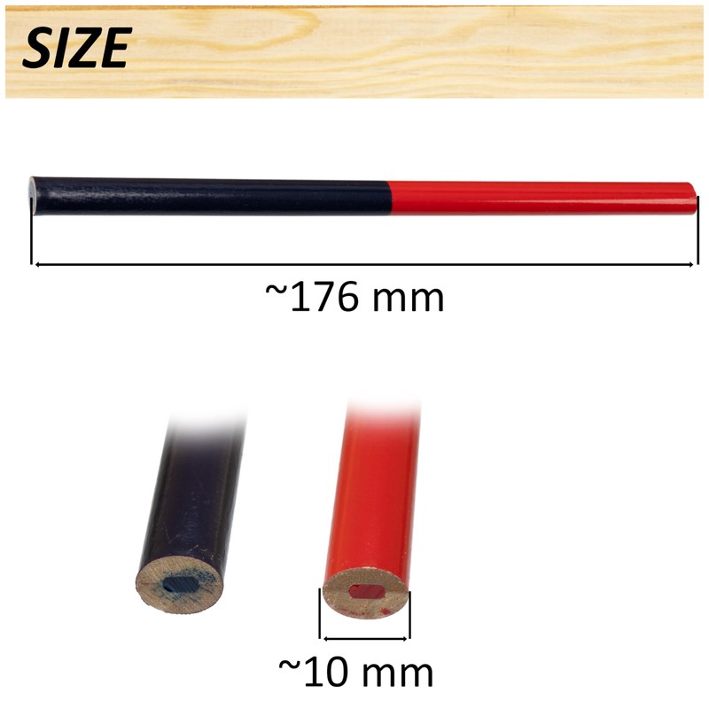 AERZETIX - C76309-12x Carpenter's Pencil - Two-Tone - 175 mm