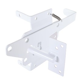 Advantage Industries Stainless Steel Gate Latch | Self- Latching Gate Latch | Padlock Lockable | Heavy-Duty Spring | Left & Right Reversable | for Vinyl/PVC & Wood Gates – White