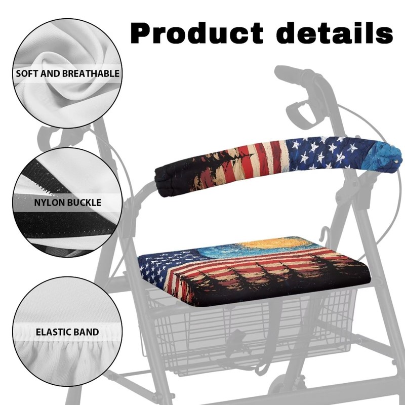 LedBack Walker Seat Cover American Flag Oil Painting Walkers Accessories