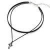 COOLSTEELANDBEYOND Ladies Womens Two-Rows Black Choker Necklace with Black Chain