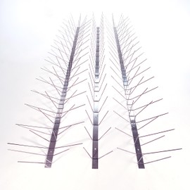 Bird Barrier Dura-Spike Stainless Steel Bird Spikes | Metal Pins Strips for Ledge, Roof, Pipe - Adhesive Included - Narrow (2.5 in) 12 Ft. Length