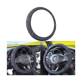 Zipelo Elastic Stretch Car Steering Wheel Cover, Leather Breathable Vehicle Steer Wheel Protective Guard, Anti-Slip Automotive Steer Wheel Protector Accessories, Universal for Most Cars (Black)