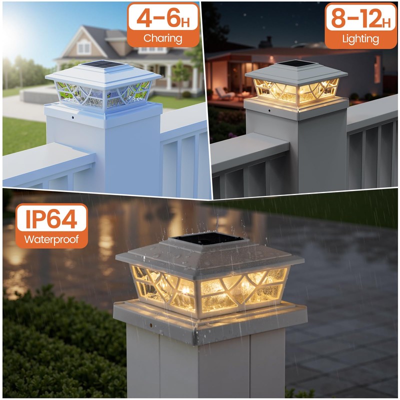 APONUO Solar Post Cap Lights 12 Pack for 4x4 5x5