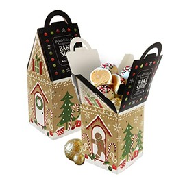Gia's Kitchen Christmas Treat Gift Containers, 20 Pack - 3D Christmas Gift Boxes to Hold Delicious Holiday Treats - Perfect Cookie Holders for Gift Giving, Party Favor Bags - Bake Shop