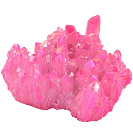 Nupuyai Titanium Coated Irregular Quartz Crystal Cluster Decor for Home Office Natural Druzy Rock Crystal Stone Specimen, Fuchsia