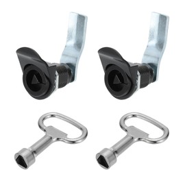 PATIKIL Triangle Cam Lock, 2 Pack Tubular Cabinet Drawer Lock 1-1/4" Cylinder Length Fits Up to 1-1/16" Thick Panel with Small Keys for Electric Cabinet Water and Gas Meter