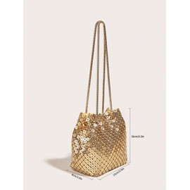 Zweig & Ewigkeit Elegant Women's Handbag - Crystal Clutch Bag with Gold Chain, Glitter Design with High Quality Artificial Diamonds for Evening Events and Weddings, White