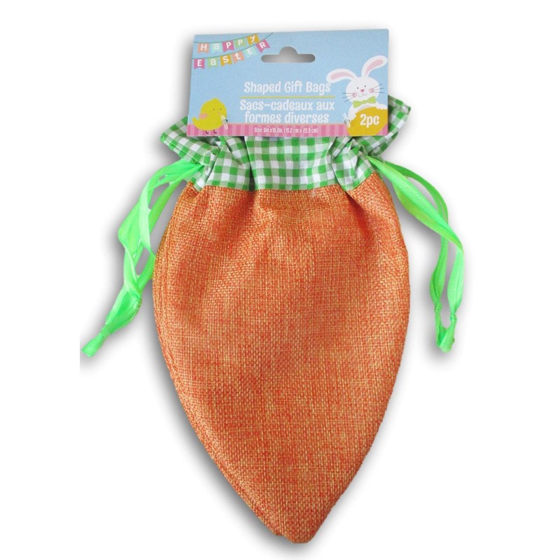 The Spring Shop Easter Fabric Carrot Shaped Drawstring Gift Bags