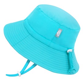 Jan & Jul Kids 50+ UPF 'Grow-with-Me' Aqua-Dry Bucket Sun Hat, blue-green