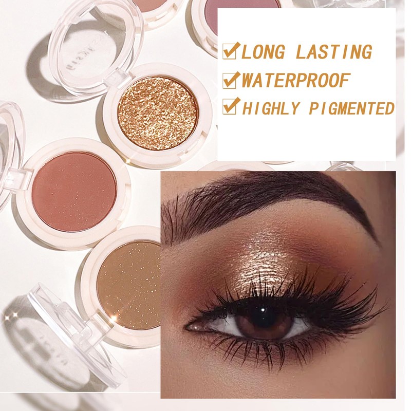 Champagne Golden Glitter Single Eye Shadows Waterproof Long Lasting Gold