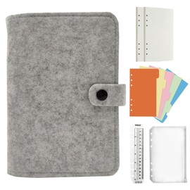 Jalach Felt Ring Binder A5 A6 Refillable A6 A5 Binder with 90 Sheets Paper Dotted Notebook Ring Binder Diary Planner Calendar Organiser for Work School Recipes Travel