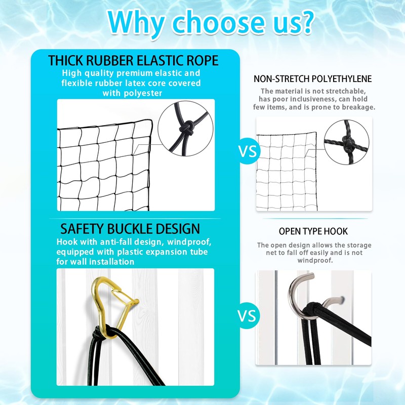 Extra Large Pool Toy Float Storage Net with 20 Windproof