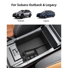 LANGBEAN Upper Armrest Organizer for 2025 2024-2020 Subaru Outback & Legacy, Center Console Organizer with Removable Rubber Mat, Center Console Tray Custom for Subaru Outback Accessories, Black