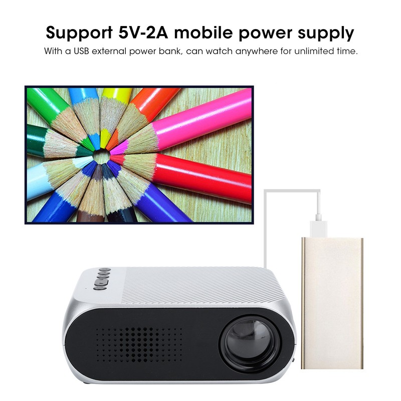 Mini Projector Silver Micro Portable 1080P LED Multi Function for
