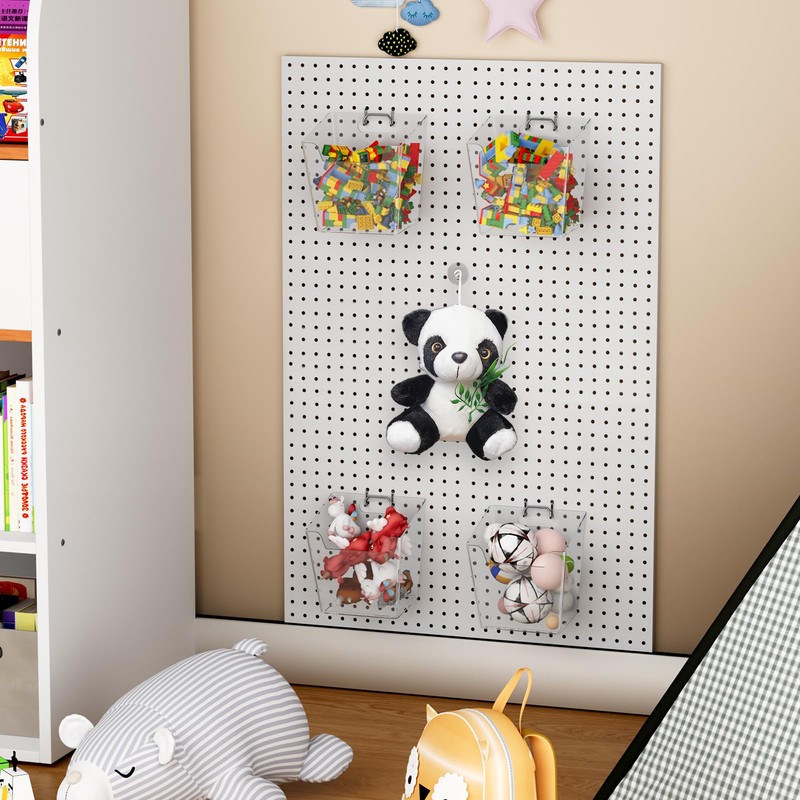 Clear Pegboard Cups with Hooks 4 Pack, 1/8" & 1/4"
