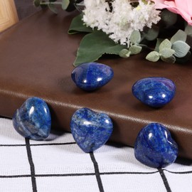 Nupuyai Pack of 5 Gemstone Heart Crystal Healing Stone Heart Shape Palm Stone Worry Stone Lucky Charm Heart Stone for Jewellery Making Decoration