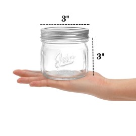 Lyellfe 12 Pack Wide Mouth Mason Jars, 12 Oz Glass Canning Jars with Airtight Lids, Clear Mason Spice Jars for Jam, Honey, Jelly, Sauces, Yogurt