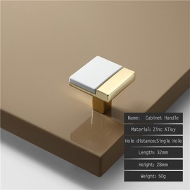 KOVNISE 2 PCS Cabinet Pulls Zinc Alloy Plating Process Simple Modern Style Light Luxury Drawer Pulls for Cabinet Golden White Cabinet Door Knob for Cabinet, Drawers and Wardrobe Doors Drawer (0mm)