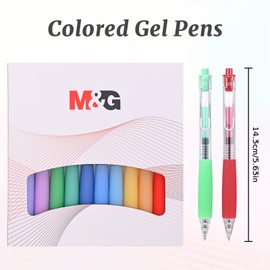M&G 12 Pcs Colored Gel Pens, 0.5mm Fine Point Retractable Colorful Ink Pens, Comfort Grip Smooth Writing Pen for Note Taking Journaling Marking Art Supplies