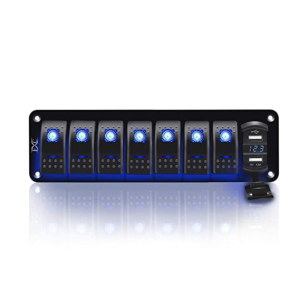 FXC FXC Purishion 7 Gang Rocker Switch Aluminum Panel with