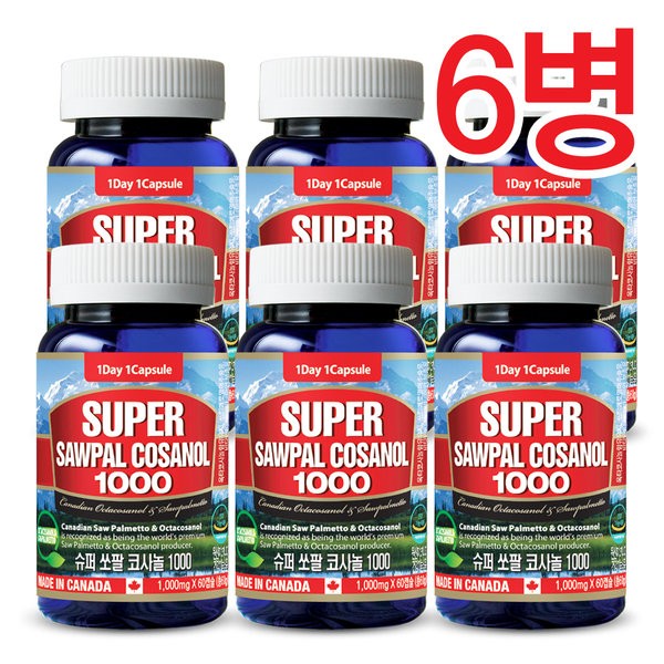 Tonglife-Super Sawpalcosanol 1000-2 months-Prostate health + endurance enhancement help 6 bottles, K/Super Sawpal 60-6 / 통라이프-슈퍼 쏘팔코사놀1000-2개월-전립선건강+지구력증진도움6병, K/슈퍼쏘팔60-6