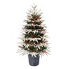 4.5 ft Pre-lit Potted Flocked Halifax Fir Tree, 739 Tips,