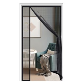 Sunolga Magnetic Screen Door Fits Door Size 39 x 83 Inch, Actual Screen Size 41 x 84 Inch, Reversible Left Right Side Opening, Sturdy Fiberglass Mesh Curtain Hands Free for Patio, Sliding Door, Black