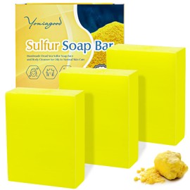 yoniagood 3 PCS Sulfur Dead Sea Soap, Natural Sulphur Bar Soap with Dead Sea Salt, Tea Tree Oil, Face & Body Exfoliating & Moisturizing Bar for Men & Women All Skin Types
