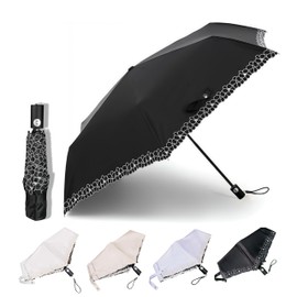 Ultra Lightweight Parasol, Sun or Rain, Floral Embroidery, Folding Umbrella, Women's, Approx. 7.1 oz (200 g), UV Protection, Fully Blackout/Thermal Blocking, Automatic Open and Close Umbrella, Made of