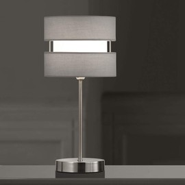 K LIVING Chrome Table Lamp with Layer Fabric Shade Grey