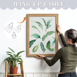 cobee 30 Pcs Adhesive Picture Hanger, Adhesive Hooks for Hanging Pictures Without Nails, Plastic Picture Sticky Hangers for Home Kitchen Picture Photo Frame Plate Wall Art