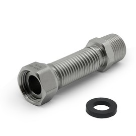 Vancoco Pack of 2 Stainless Steel Flexible Pipe 1/2 Inch Corrugated Pipe Extendible Flexible Connection Pipe Length Adjustable from 75 - 130 mm Universal Connection Pipe