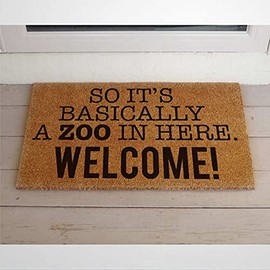 So Its Basically A Zoo in Here Brown Coir Doormat,New mom Baby Shower 9v Front Door Mat with Anti-Slip for Indoor/Outdoor ,Welcome Rug Mat for Home,Office,Patio, Housewarming Present,16 x 24 inch.
