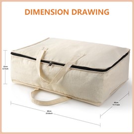 Belinlen 2-Pack Canvas Storage Bag 12oz Cotton Natural Closet Soft Storage Bag Sweater Organizer Box with Zipper and 2 Strong Handles, Beige