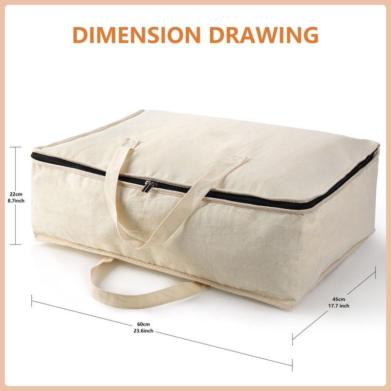 Belinlen 2-Pack Canvas Storage Bag 12oz Cotton Natural Closet Soft