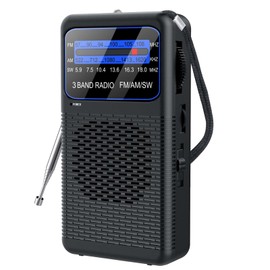 3 Band Pocket Radio, Portable AM FM SW Battery Operated Radio with Shortwave, Back Clip Transistor radios with Emergency LED Flashlight, 3.5mm Earphone Jack, Large Speaker for Indoor Outdoor
