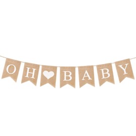 Baby Burlap Banner, Rope 78 Inch Baby Burlap Banner Backdrop Oh Baby Sign for Baby Shower Decorations and Gender Reveal Party