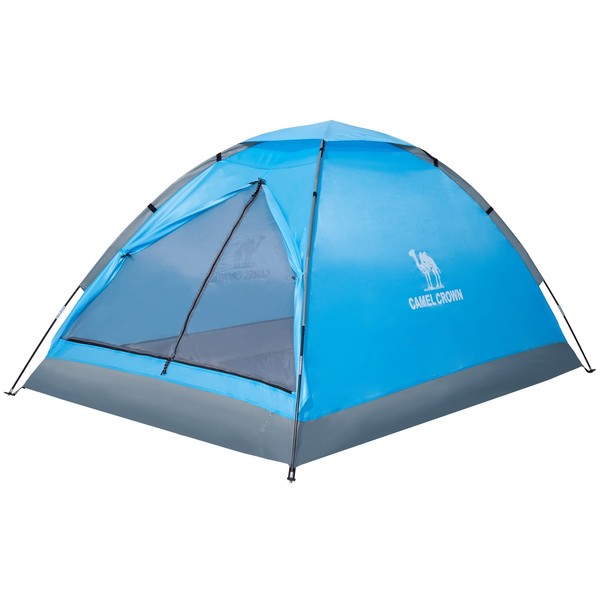 CAMEL CROWN 2 Person Camping Tent with Removable Rain Fly, Easy Setup Outdoor Tents Water Resistant Lightweight Portable for Family Backpacking Camping Hiking Traveling (Dark blue-2person)