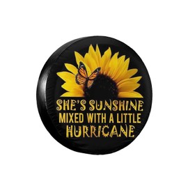 Spare Tire Cover Butterfly and Sunflower She is Sunshine Wheel Protectors Waterproof Dust-Proof Wheel Covers Universal Fit for SUV Truck Trailer RV Camper Travel Trailers 15 inch