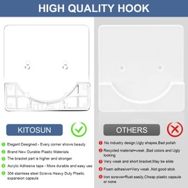 Adhesive Shower Curtain Rod Holder - Wall Mount Holder Bathroom Tension Rod Brackets with Tape for Quick Stick on and Stainless Steel Screws for Drilling Installation 2.5” wide 3/5” Deeper Rim 2Pack