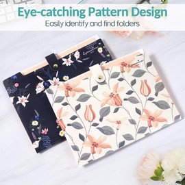 Sooez Cute Accordion File Organizer, 5 Pocket Floral Travel Expanding File Folder for Important Document with Labels, Aesthetic Paper Bill Receipt Organizer for Office School Supplies, Letter A4 Size