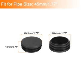 sourcing map 8Pcs Round Plastic Hole Plug, 1.77" Dia Rubber End Caps Pipe Tube Inserts End Blanking for Chair Legs Metal Pipe Post Furniture, Black