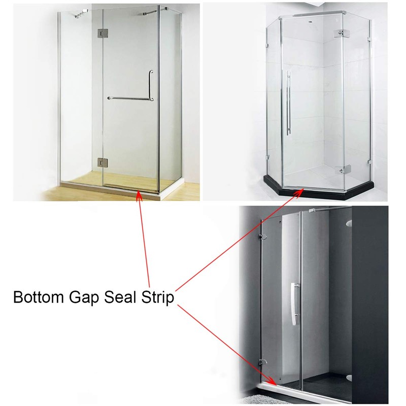 Frameless Shower Door Bottom Seal with Drip Rail 1/4" Thick