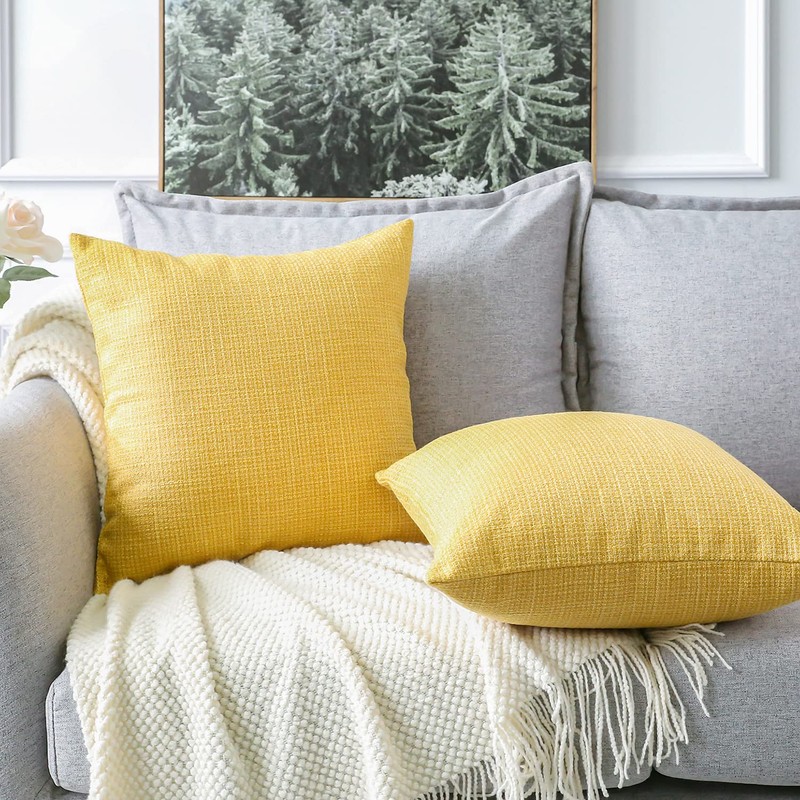 Artscope Cushion Covers Set of 2 Linen Decorative Square Pillowcases